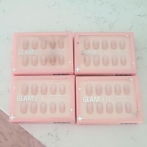 New! Glamnetic lot of 4 creamer short round nails french manicure press on!